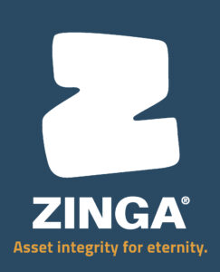 Logo Zinga blauw en wit.